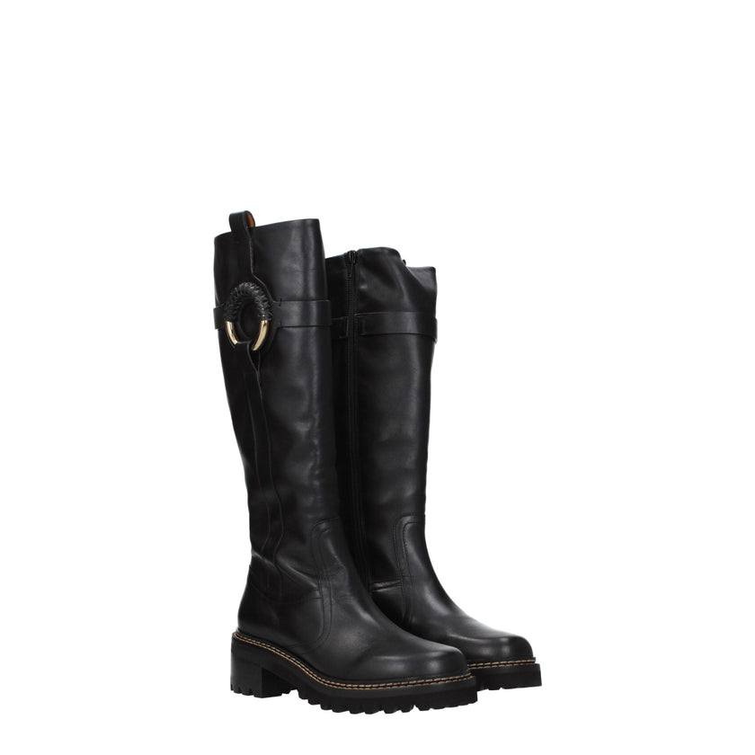 Black Leather Over The KneeDescription: The product with MPN SB39063A999 and code F72588 leather in black is a boots designed by See by Chloé. It has features like aged effect. Additional Info: Style: Casual Closing type: Zip Closure Materials: Leather Sh