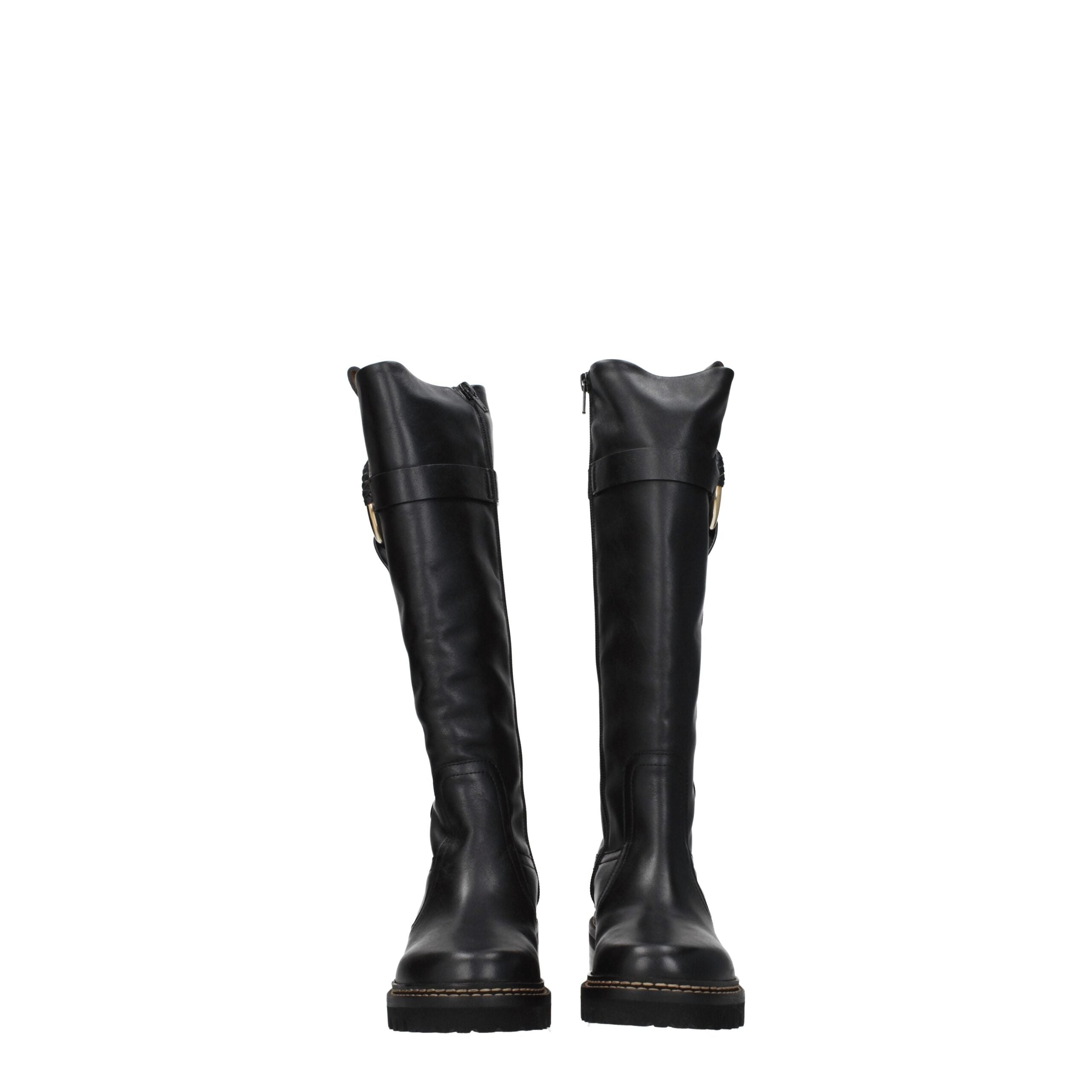 Black Leather Over The KneeDescription: The product with MPN SB39063A999 and code F72588 leather in black is a boots designed by See by Chloé. It has features like aged effect. Additional Info: Style: Casual Closing type: Zip Closure Materials: Leather Sh
