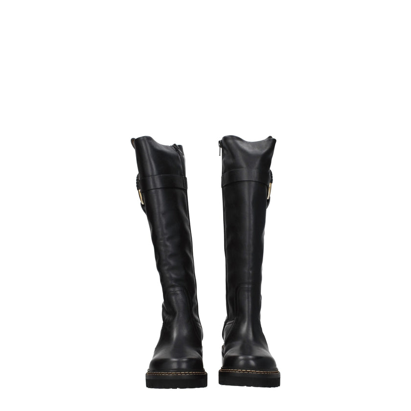 Black Leather Over The KneeDescription: The product with MPN SB39063A999 and code F72588 leather in black is a boots designed by See by Chloé. It has features like aged effect. Additional Info: Style: Casual Closing type: Zip Closure Materials: Leather Sh