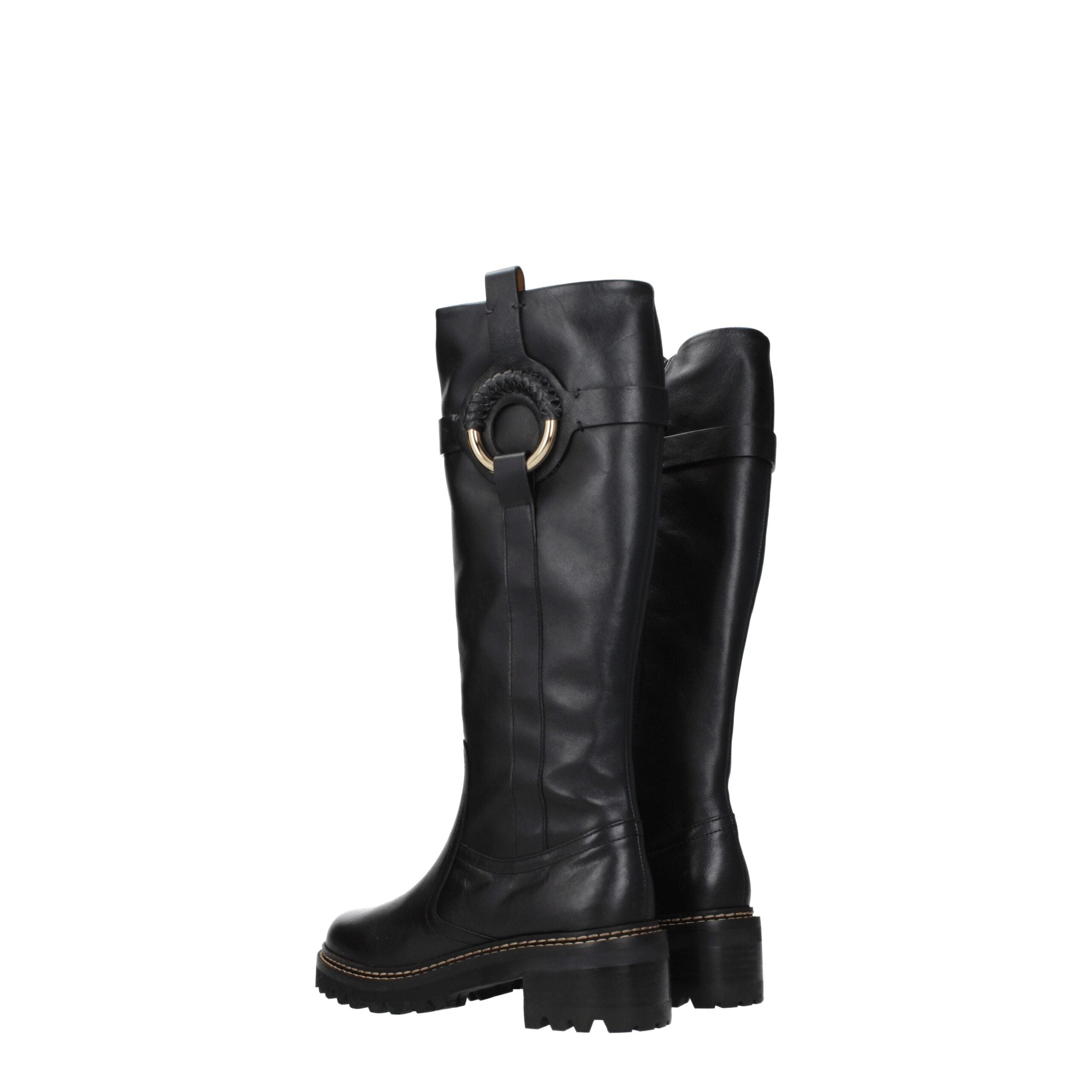 Black Leather Over The KneeDescription: The product with MPN SB39063A999 and code F72588 leather in black is a boots designed by See by Chloé. It has features like aged effect. Additional Info: Style: Casual Closing type: Zip Closure Materials: Leather Sh
