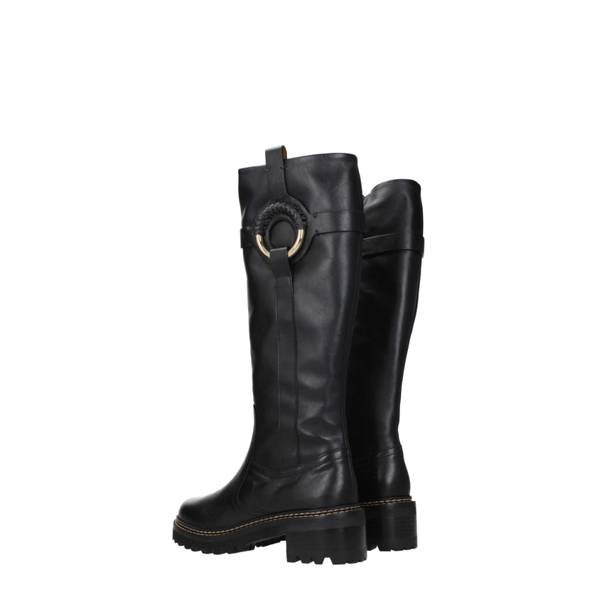 Black Leather Over The KneeDescription: The product with MPN SB39063A999 and code F72588 leather in black is a boots designed by See by Chloé. It has features like aged effect. Additional Info: Style: Casual Closing type: Zip Closure Materials: Leather Sh