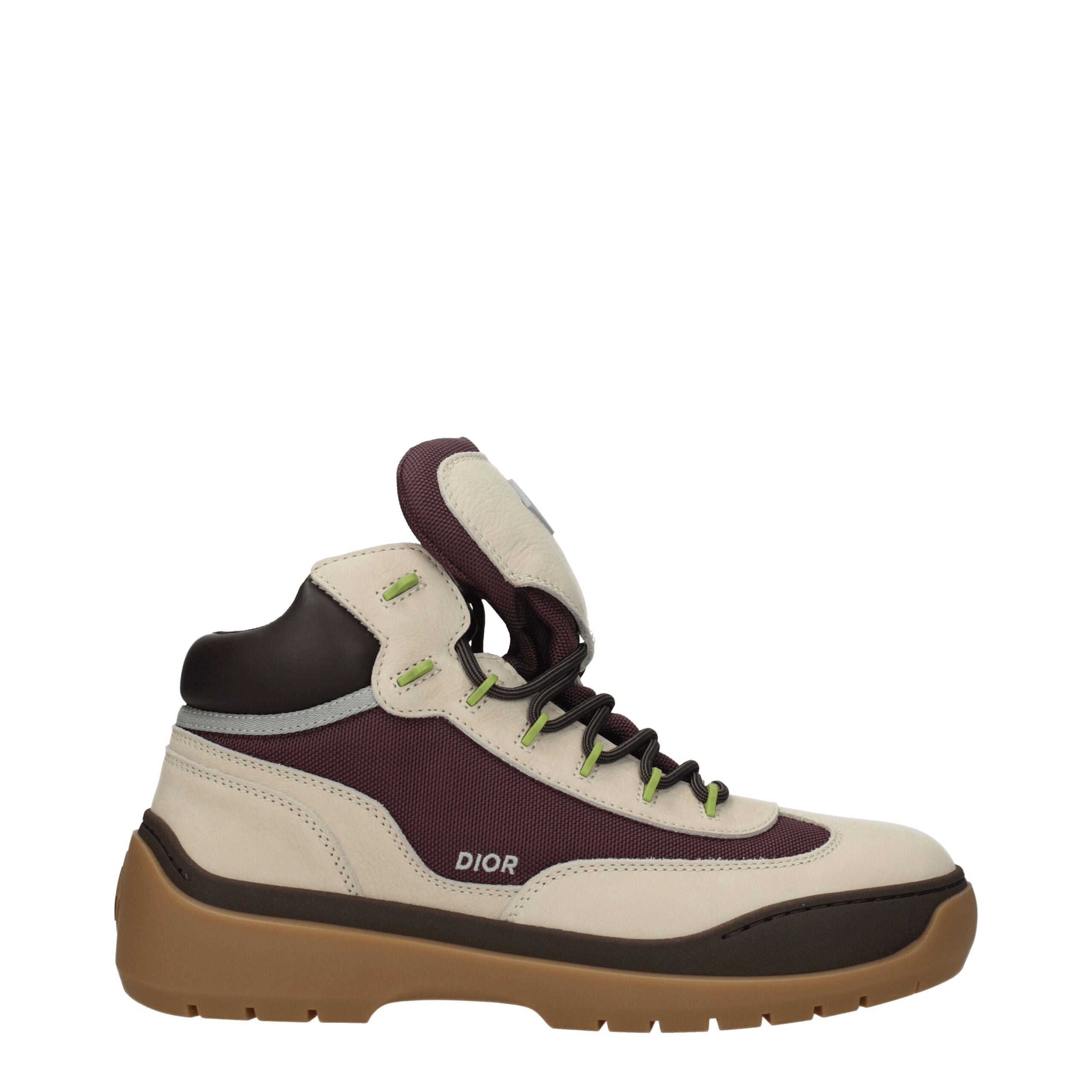 Beige Leather Ankle Boots with Vintage Logo Detail