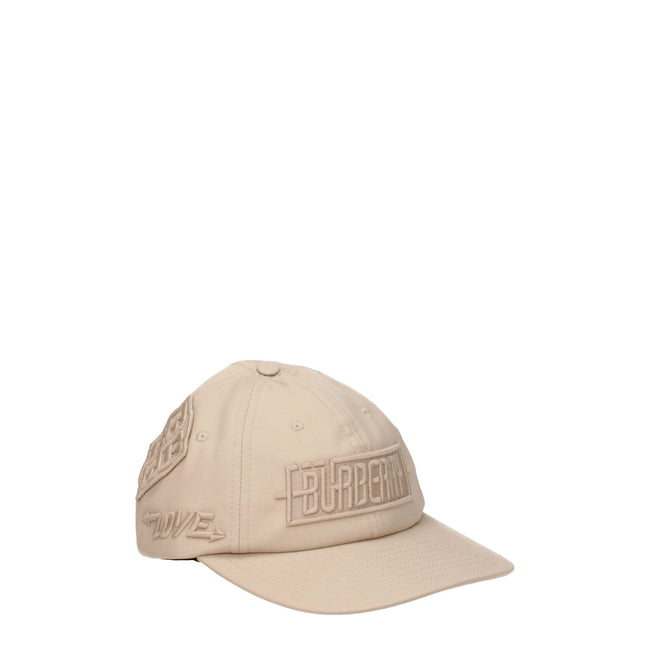 Beige Cotton Cap (Baseball Hat)Description: The product with MPN 8056124 and code F75703 cotton in beige is a hats designed by Burberry. It has features like front logo, side logo, back logo. Additional Info: Style: Street Closing type: Strap Closure Mate