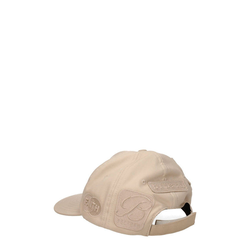 Beige Cotton Cap (Baseball Hat)Description: The product with MPN 8056124 and code F75703 cotton in beige is a hats designed by Burberry. It has features like front logo, side logo, back logo. Additional Info: Style: Street Closing type: Strap Closure Mate