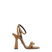 Brown Leather Stiletto Heel SandalsDescription: The product with MPN 1005898DVT2P1N70V and code F76005 leather in brown is a sandals designed by Versace. It has features like side detail. Additional Info: Color details: Gold Style: Casual Closing type: Bu