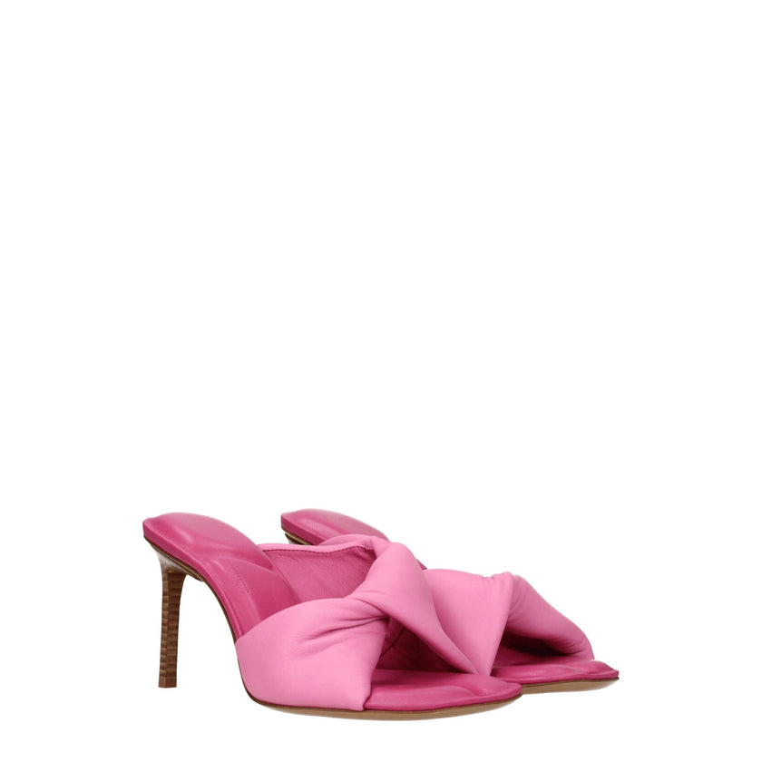 Pink Leather Stiletto Heel SandalsDescription: The product with MPN 221FO0254022430 and code F76009 leather in pink is a sandals designed by Jacquemus. Additional Info: Style: Casual Materials: Leather Shoe sole: Leather Heel height: 8.5 cm Shoe tip: Open