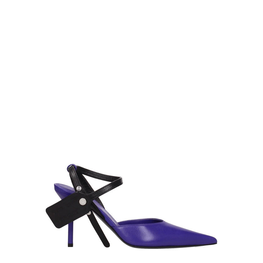 Purple Leather High Heel PumpsDescription: The product with MPN OWII007LEA0013510 and code F76015 leather in violet is a sandals designed by Off-White. It has features like side logo. Additional Info: Style: Casual Closing type: Button Closure Materials: