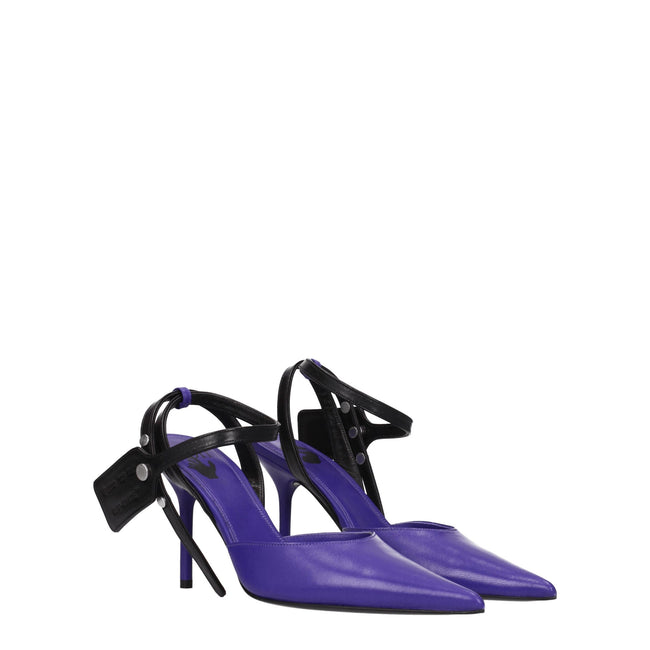 Purple Leather High Heel PumpsDescription: The product with MPN OWII007LEA0013510 and code F76015 leather in violet is a sandals designed by Off-White. It has features like side logo. Additional Info: Style: Casual Closing type: Button Closure Materials: