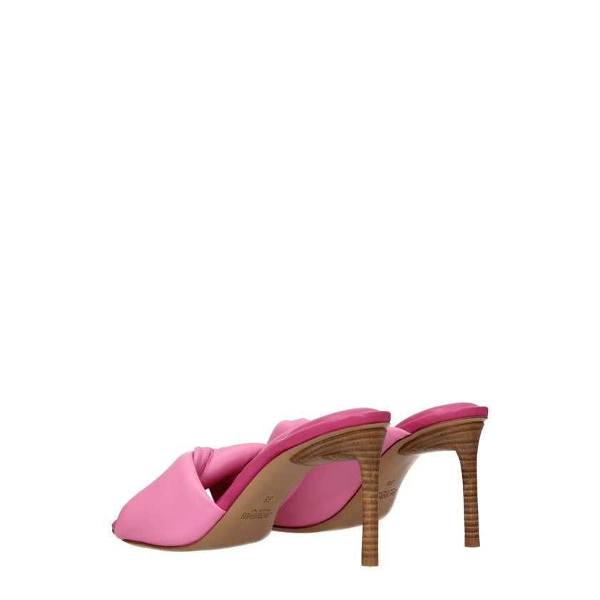 Pink Leather Stiletto Heel SandalsDescription: The product with MPN 221FO0254022430 and code F76009 leather in pink is a sandals designed by Jacquemus. Additional Info: Style: Casual Materials: Leather Shoe sole: Leather Heel height: 8.5 cm Shoe tip: Open