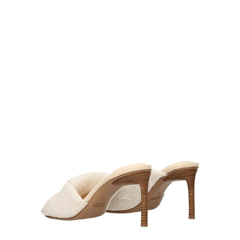 Beige Fabric Stiletto Heel SandalsDescription: The product with MPN 221FO0253078110 and code F76014 fabric in beige is a sandals designed by Jacquemus. Additional Info: Style: Vintage Materials: Fabric Shoe sole: Leather Heel height: 8.5 cm Shoe tip: Open