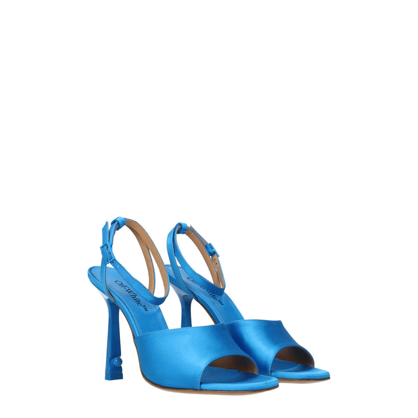 Blue Satin Stiletto Heel SandalsDescription: The product with MPN OWIH044FAB0024545 and code F76062 satin in blue is a sandals designed by Off-White. Additional Info: Style: Casual Closing type: Buckle Closure Materials: Satin Shoe sole: Leather Heel heig