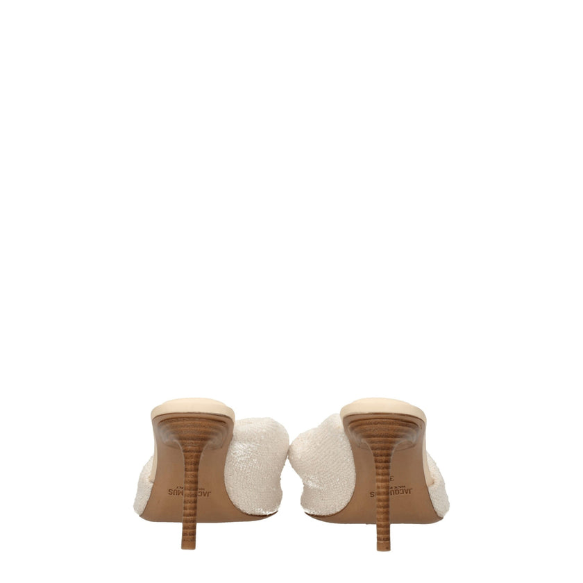 Beige Fabric Stiletto Heel SandalsDescription: The product with MPN 221FO0253078110 and code F76014 fabric in beige is a sandals designed by Jacquemus. Additional Info: Style: Vintage Materials: Fabric Shoe sole: Leather Heel height: 8.5 cm Shoe tip: Open