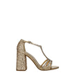 Gold Plastic Platform SandalsDescription: The product with MPN 5X732D3LKS100F0522 and code F76684 glitter in gold is a sandals designed by Miu Miu. It has features like rhinestone. Additional Info: Style: Stylish Closing type: Buckle Closure Materials: Le