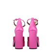 Pink Satin Platform PumpsDescription: The product with MPN 1007718DRA671PK4V and code F76587 satin in pink is a sandals designed by Versace. It has features like side detail, rhinestone. Additional Info: Color details: Gold Style: Stylish Closing type: Bu