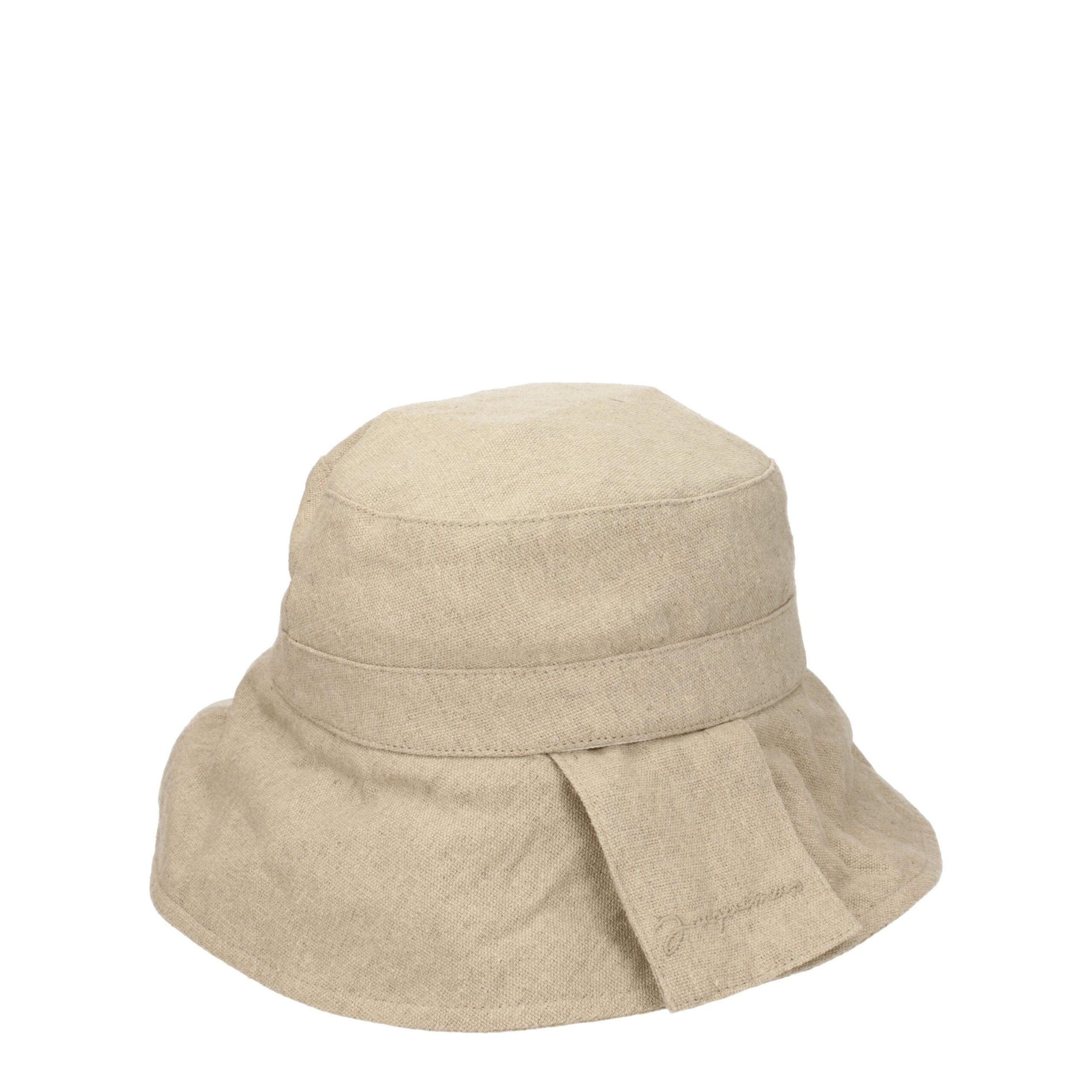Beige Linen Bucket HatDescription: The product with MPN 235AC4481029150 and code F76827 linen in beige is a hats designed by Jacquemus. Additional Info: Style: Casual Materials: Linen Composition: 100% linen Secondary color: Dark Beige MPN: 235AC448102915