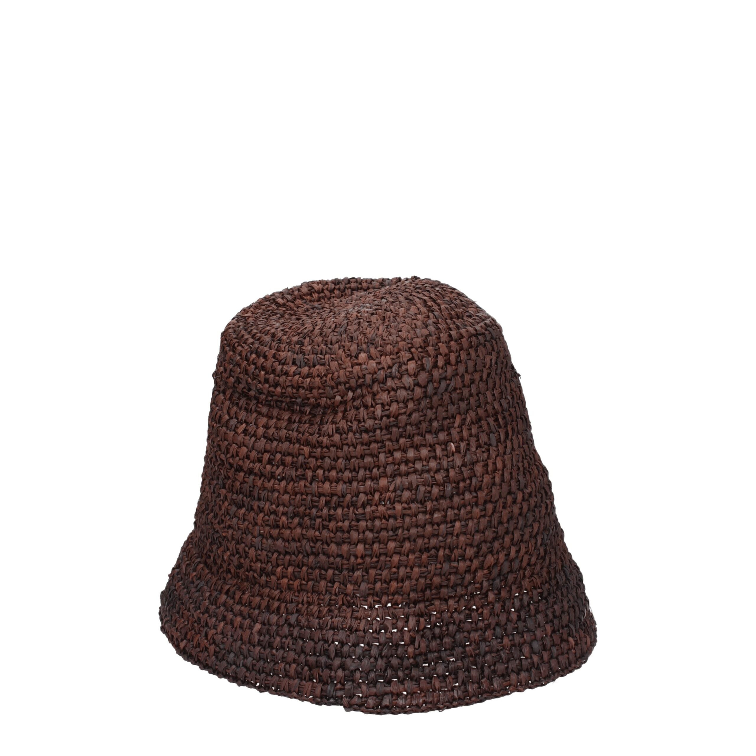 Brown Raffia Bucket HatDescription: The product with MPN 235AC4505046850 and code F76831 raffia in brown is a hats designed by Jacquemus. It has features like colors that may vary, front logo. Additional Info: Style: Casual Materials: Raffia Composition: