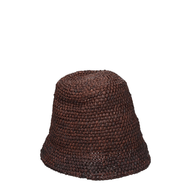 Brown Raffia Bucket HatDescription: The product with MPN 235AC4505046850 and code F76831 raffia in brown is a hats designed by Jacquemus. It has features like colors that may vary, front logo. Additional Info: Style: Casual Materials: Raffia Composition: