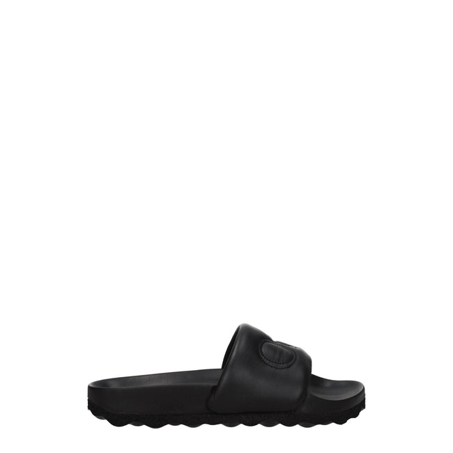 Black Leather SlippersDescription: The product with MPN OWIT001LEA0011010 and code F77847 leather in black is a slippers and clogs designed by Off-White. It has features like front logo. Additional Info: Style: Casual Materials: Leather Shoe sole: Rubber