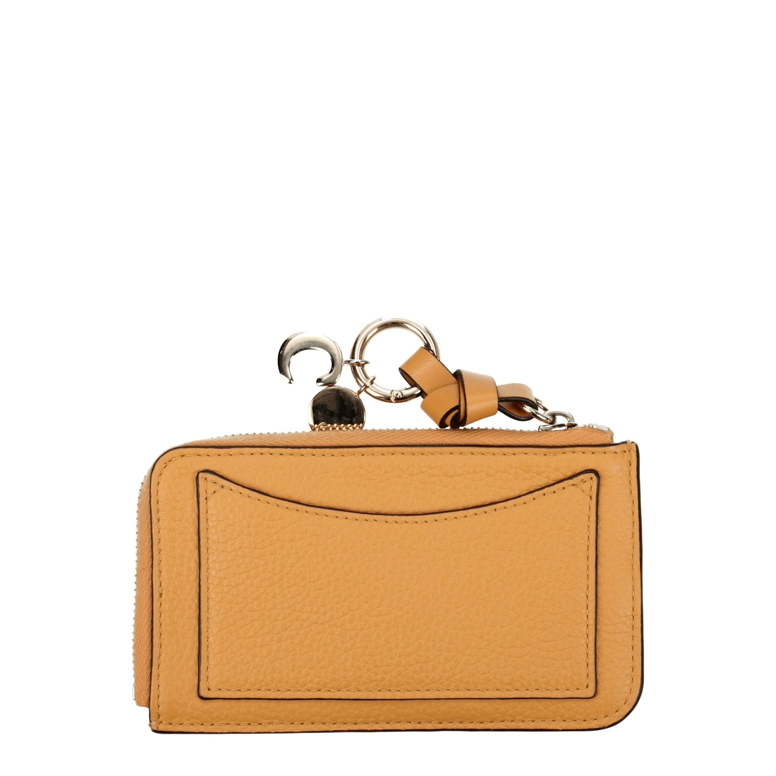 Orange Leather Coin Purse with Front Logo
