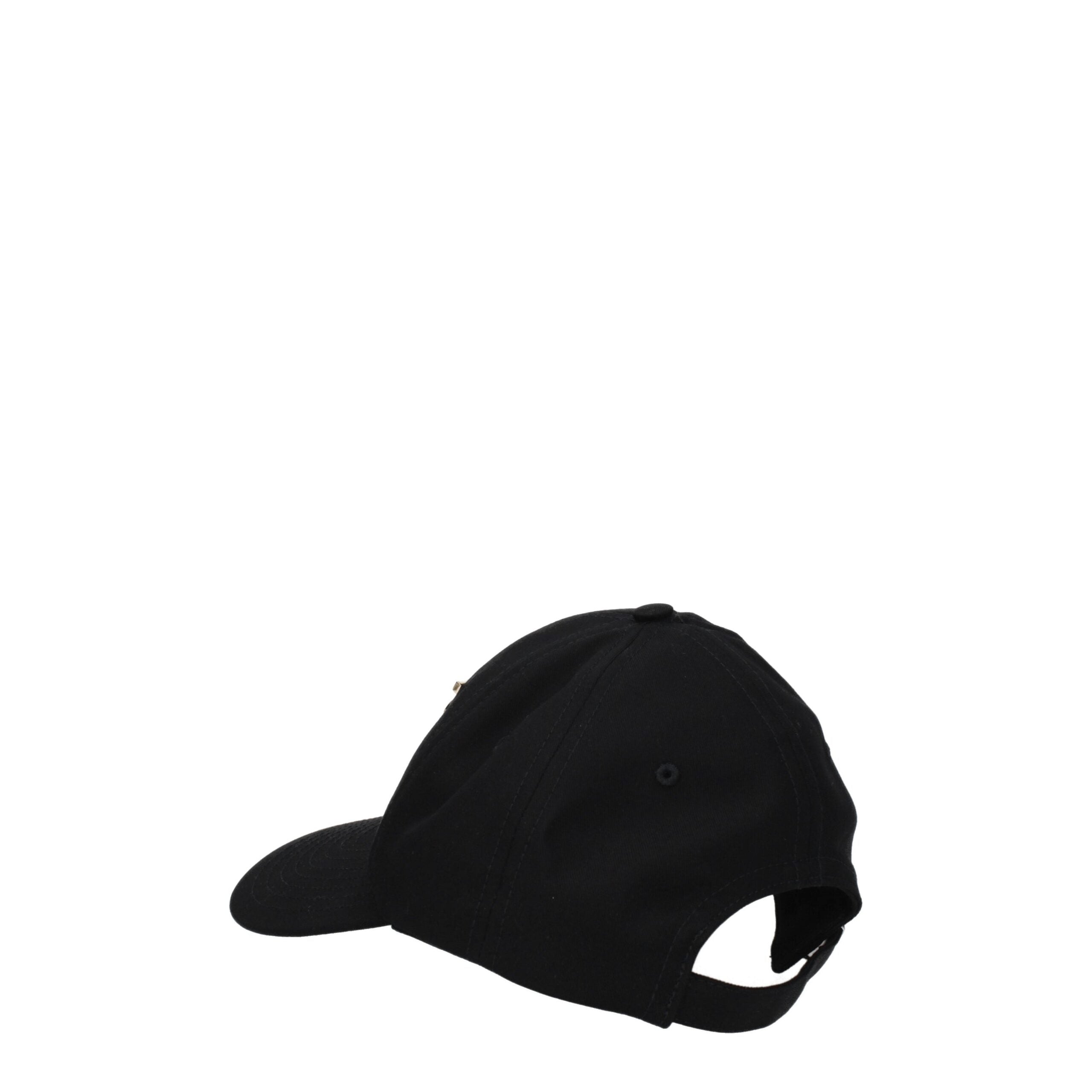 Black Cotton Baseball Cap with Rhinestone Logo