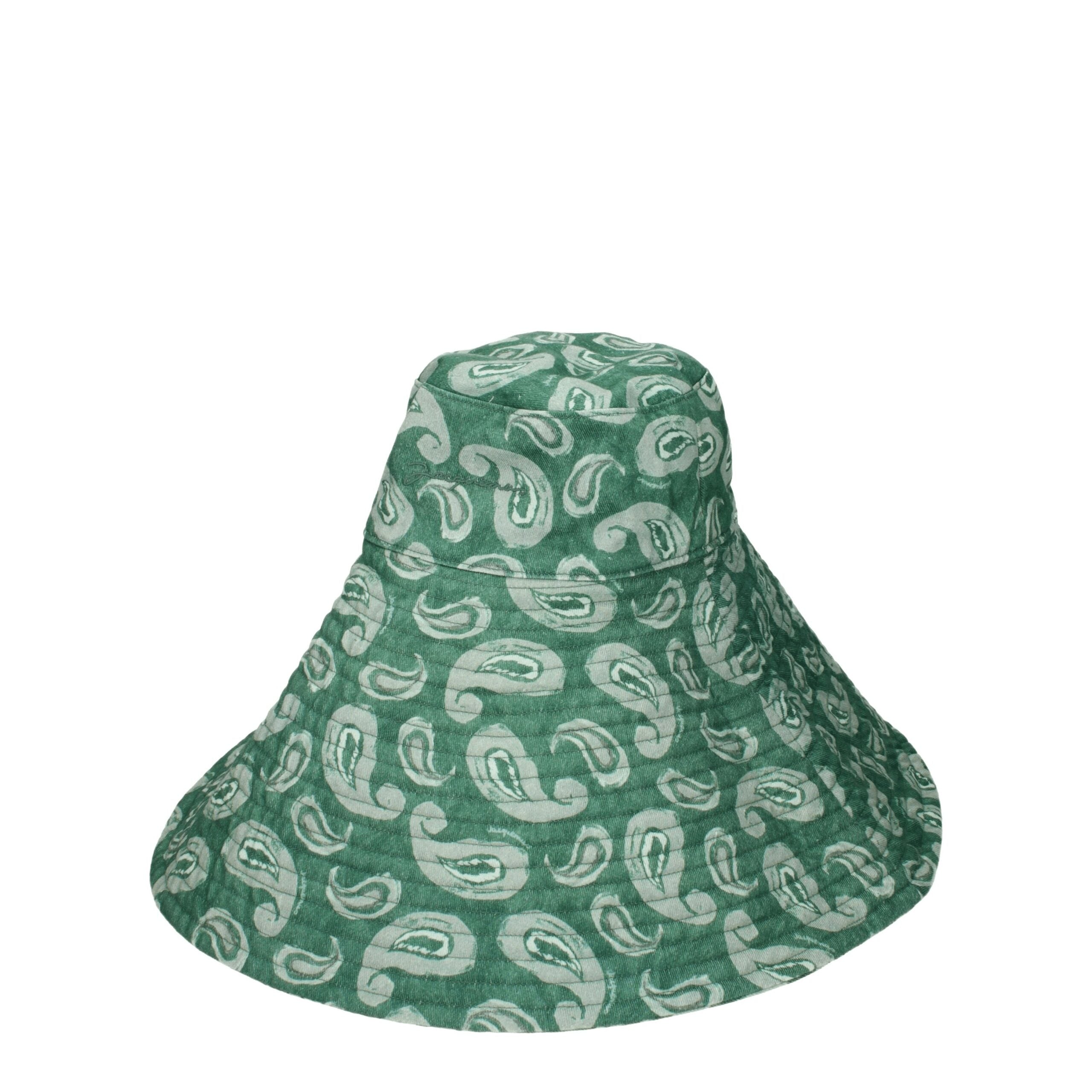 Green Cotton SunhatDescription: The product with MPN 235AC47413845CQ and code F78007 cotton in green is a hats designed by Jacquemus. It has features like side logo, print which can vary. Additional Info: Style: Vintage Materials: Cotton MPN: 235AC4741384