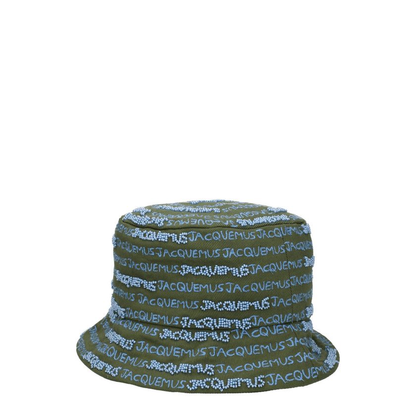 Green Cotton Bucket HatDescription: The product with MPN 235AC4515012560 and code F78006 cotton in green is a hats designed by Jacquemus. It has features like logo, beaded, embellishment may vary. Additional Info: Style: Casual Materials: Cotton Secondary