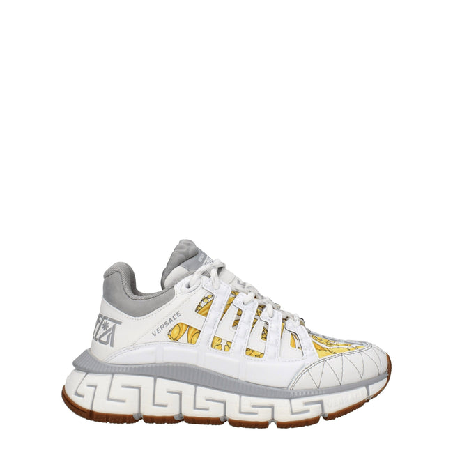White Fabric Athletic SneakersDescription: The product with MPN 1004182D15TCG6WA70 and code F78134 fabric in white is a sneakers designed by Versace. It has features like front logo, side logo, back logo, print which can vary. Additional Info: Style: Casu