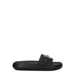 Black Leather SlippersDescription: The product with MPN 1011304DV46G1B00V and code F78143 leather in black is a slippers and clogs designed by Versace. It has features like front detail, back logo. Additional Info: Color details: Gold Style: Casual Materi
