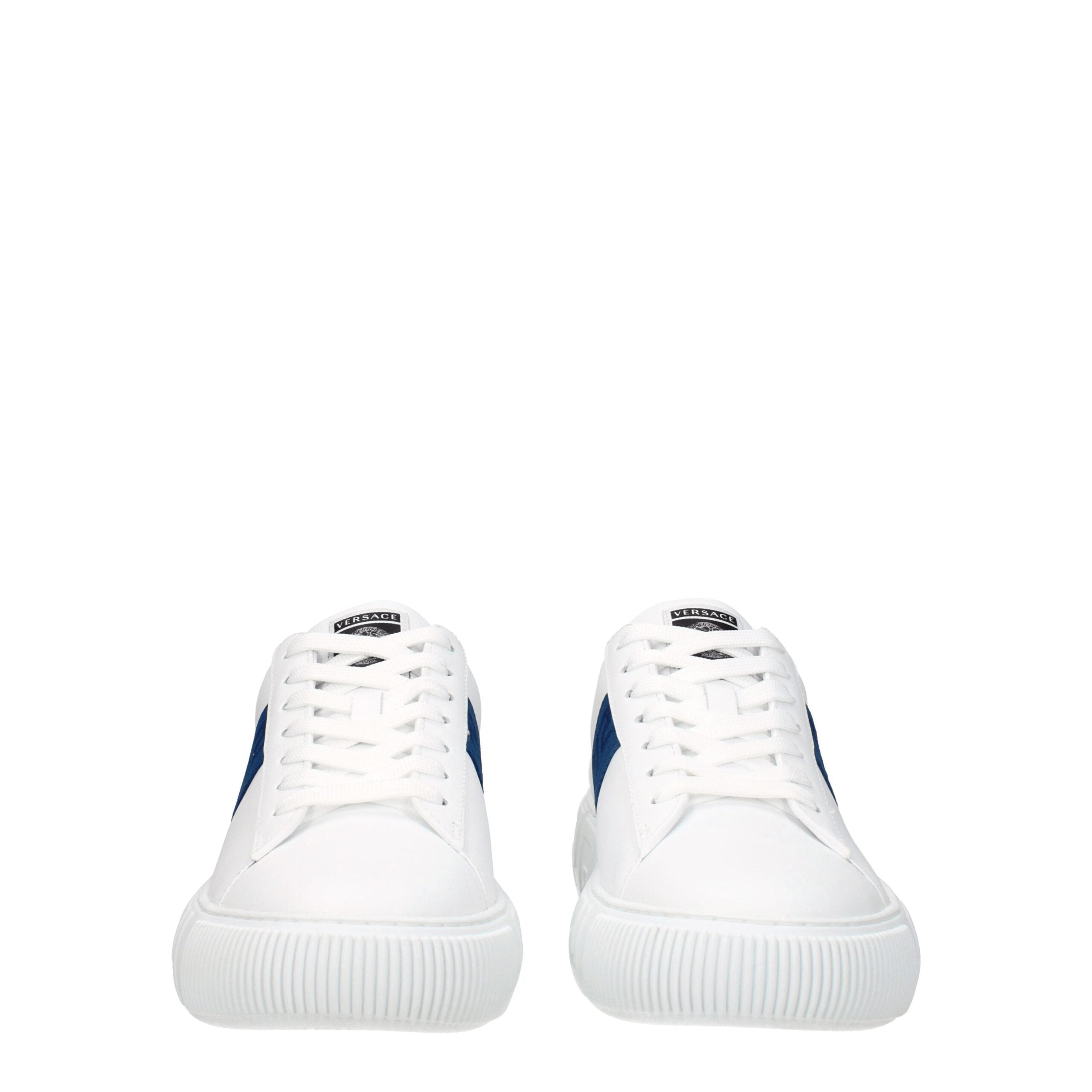 White Leather Sneakers with Side Detail and Logo