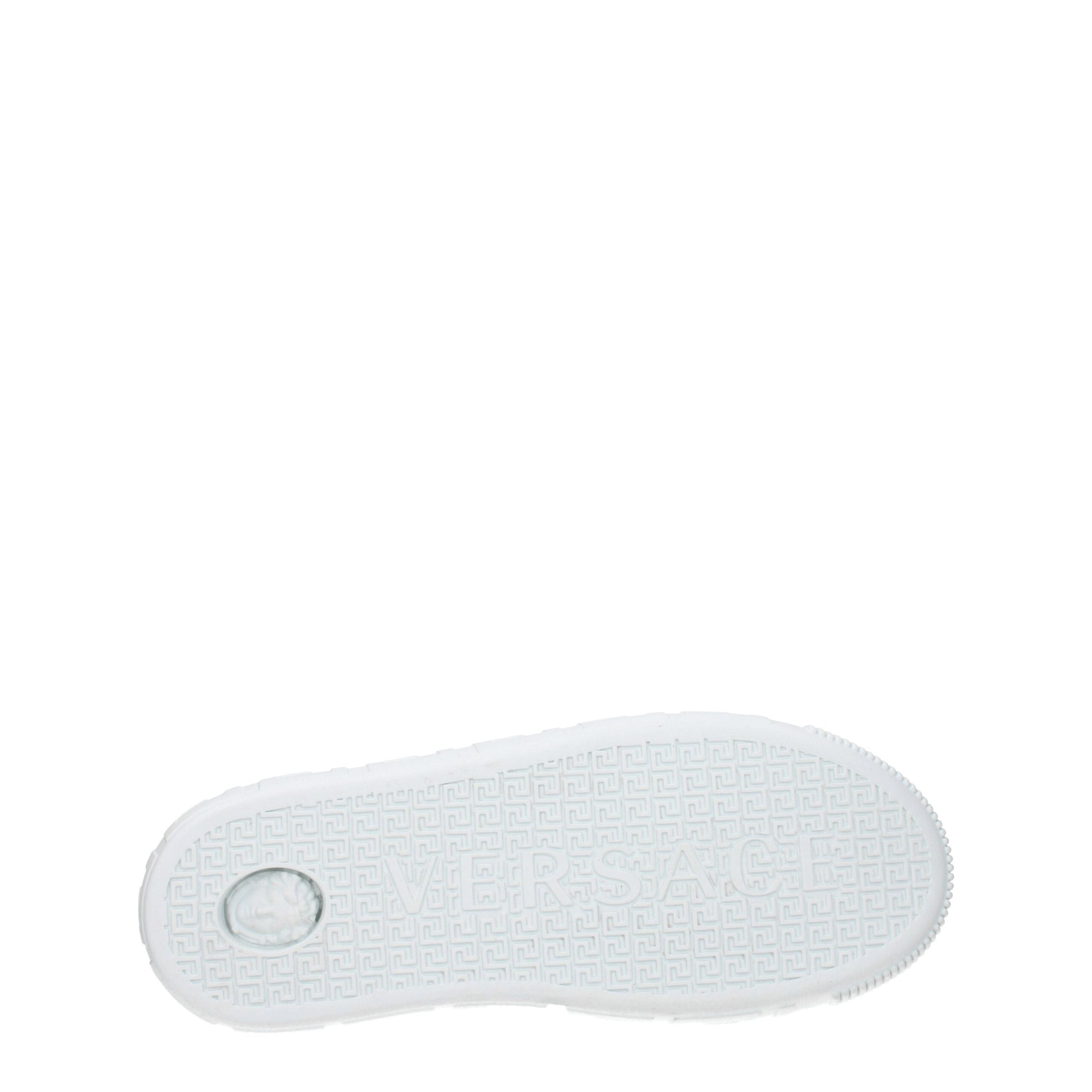 White Leather Sneakers with Side Detail and Logo