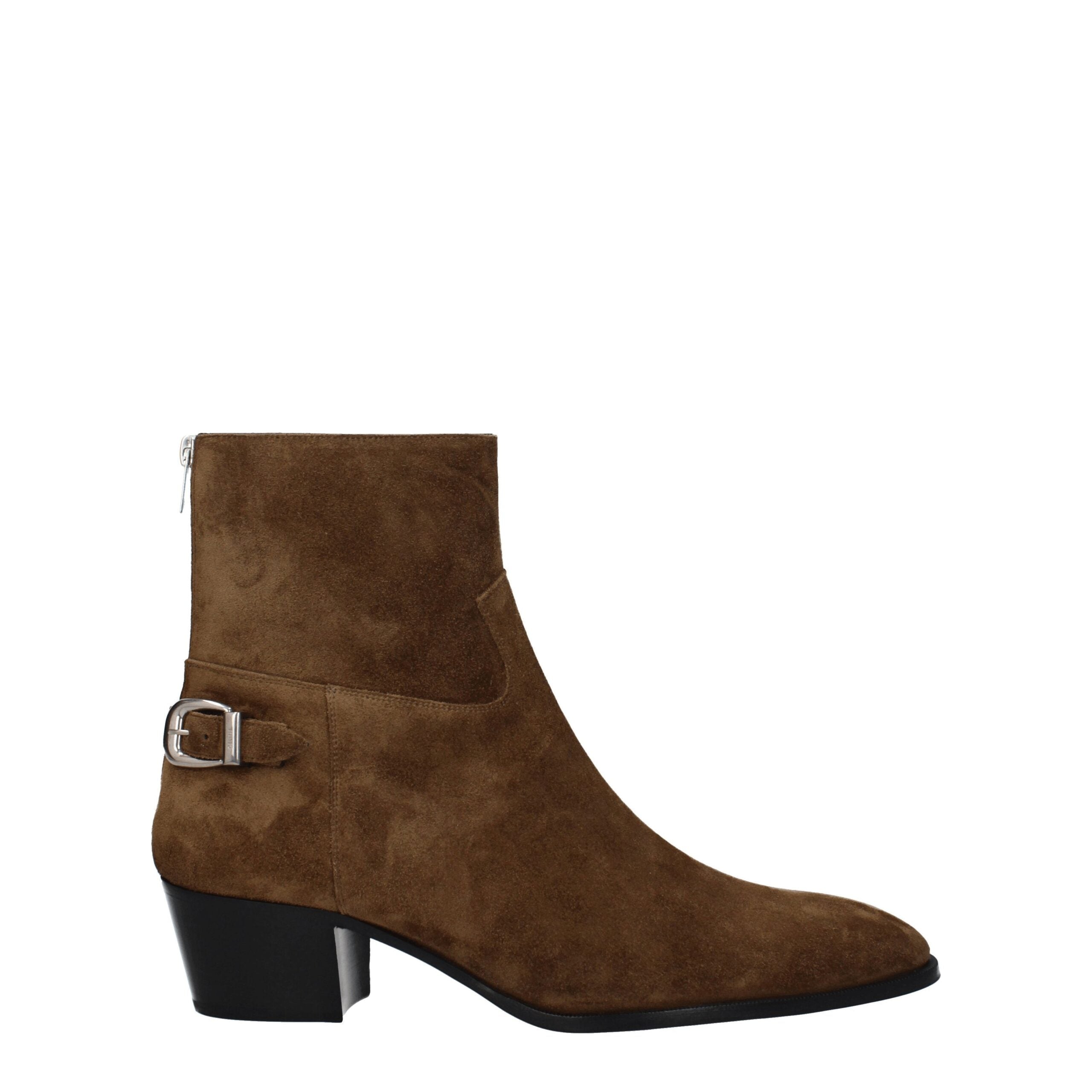 Brown Leather Ankle Boots with Vintage Effect