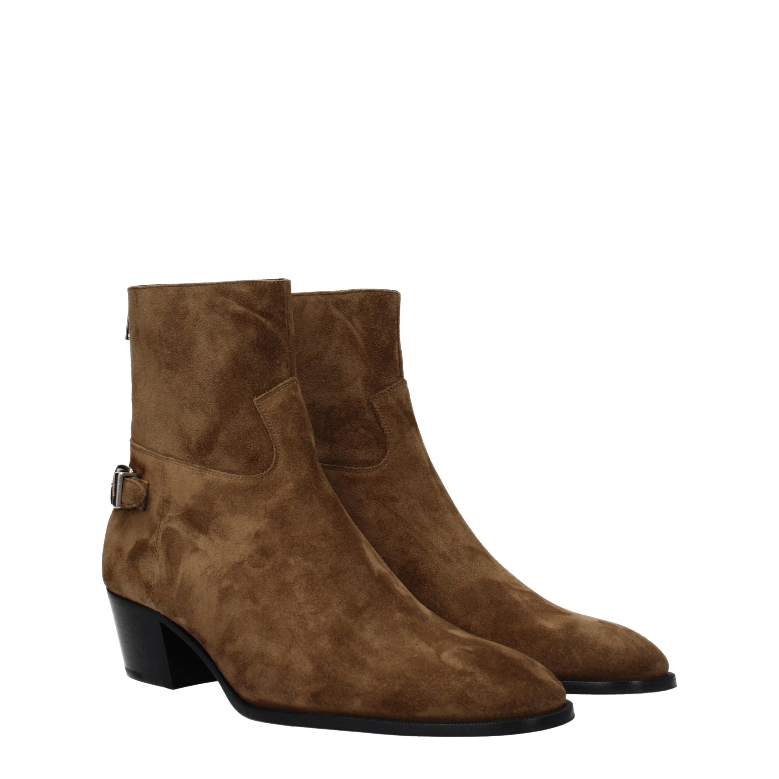 Brown Leather Ankle Boots with Vintage Effect