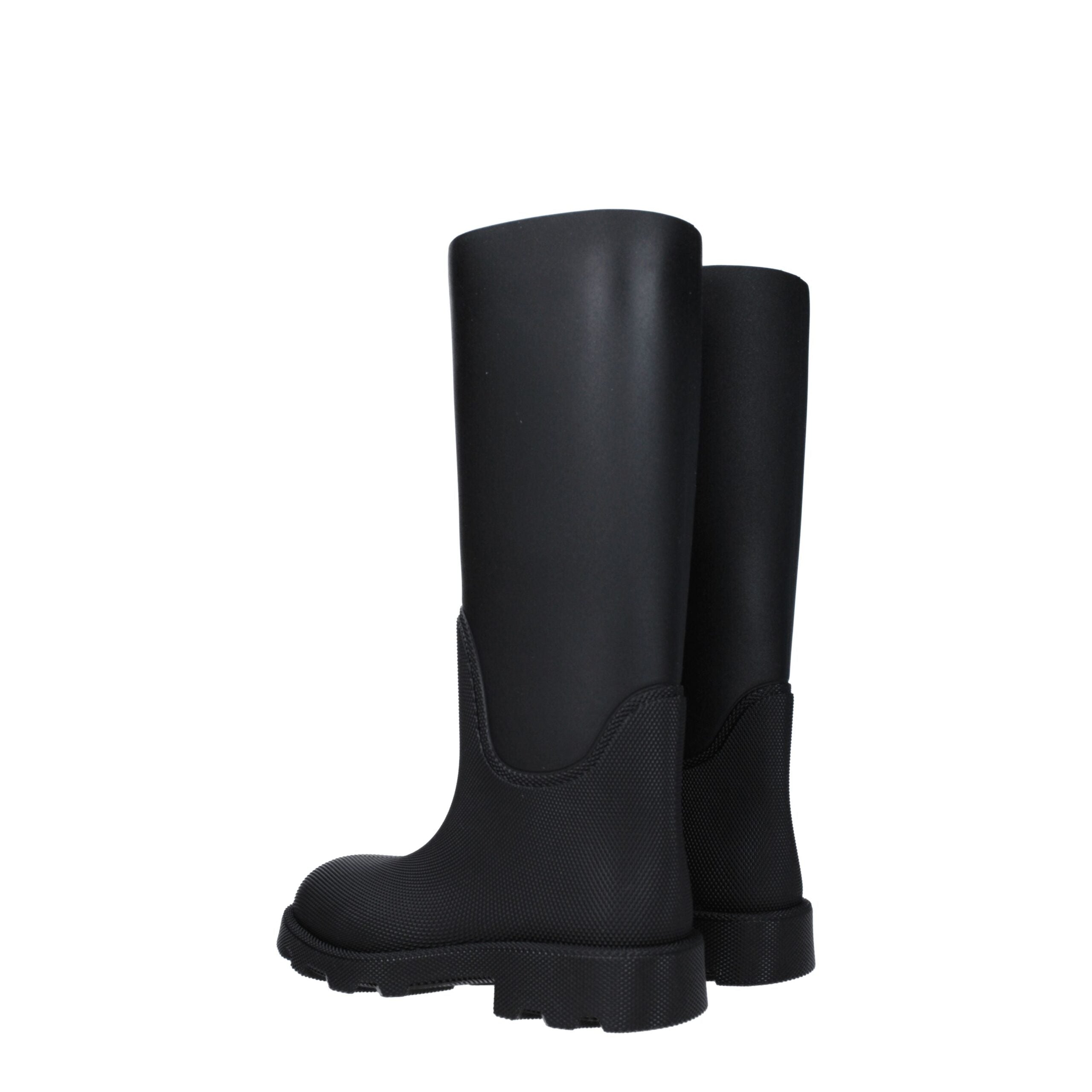 Black Cotton Rain BootsDescription: The product with MPN 8077778 and code F78315 rubber in black is a boots designed by Burberry. Additional Info: Style: Casual Materials: Rubber Shoe sole: Rubber Heel height: 3.5 cm Shoe tip: Round toe Heel type: Mid hee