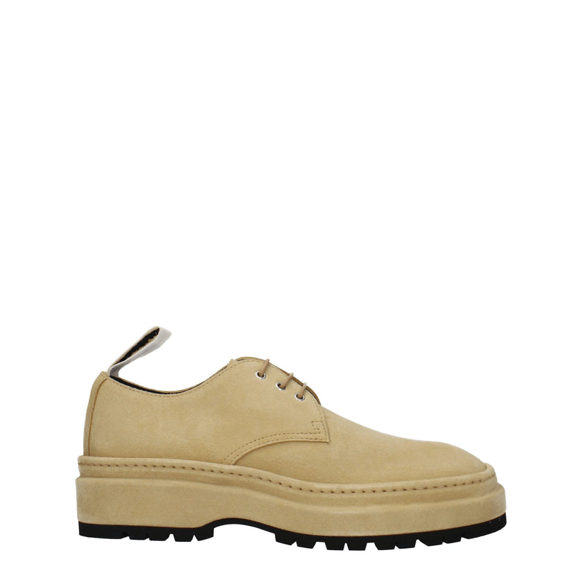 Beige Leather Oxfords And DerbiesDescription: The product with MPN 236FO1214031130 and code F79069 suede in beige is a lace up and monkstrap designed by Jacquemus. It has features like back logo. Additional Info: Style: Casual Closing type: Lace up Closur