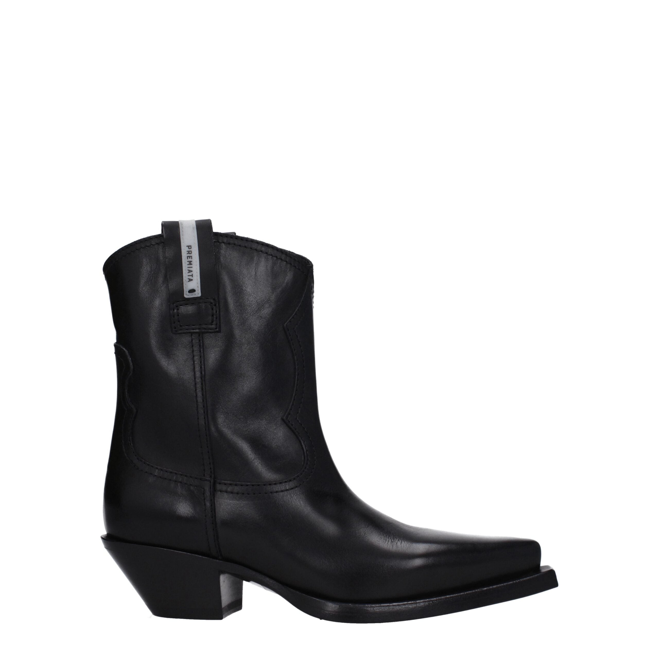 Schwarze Lederstiefeletten mit Vintage-Effekt