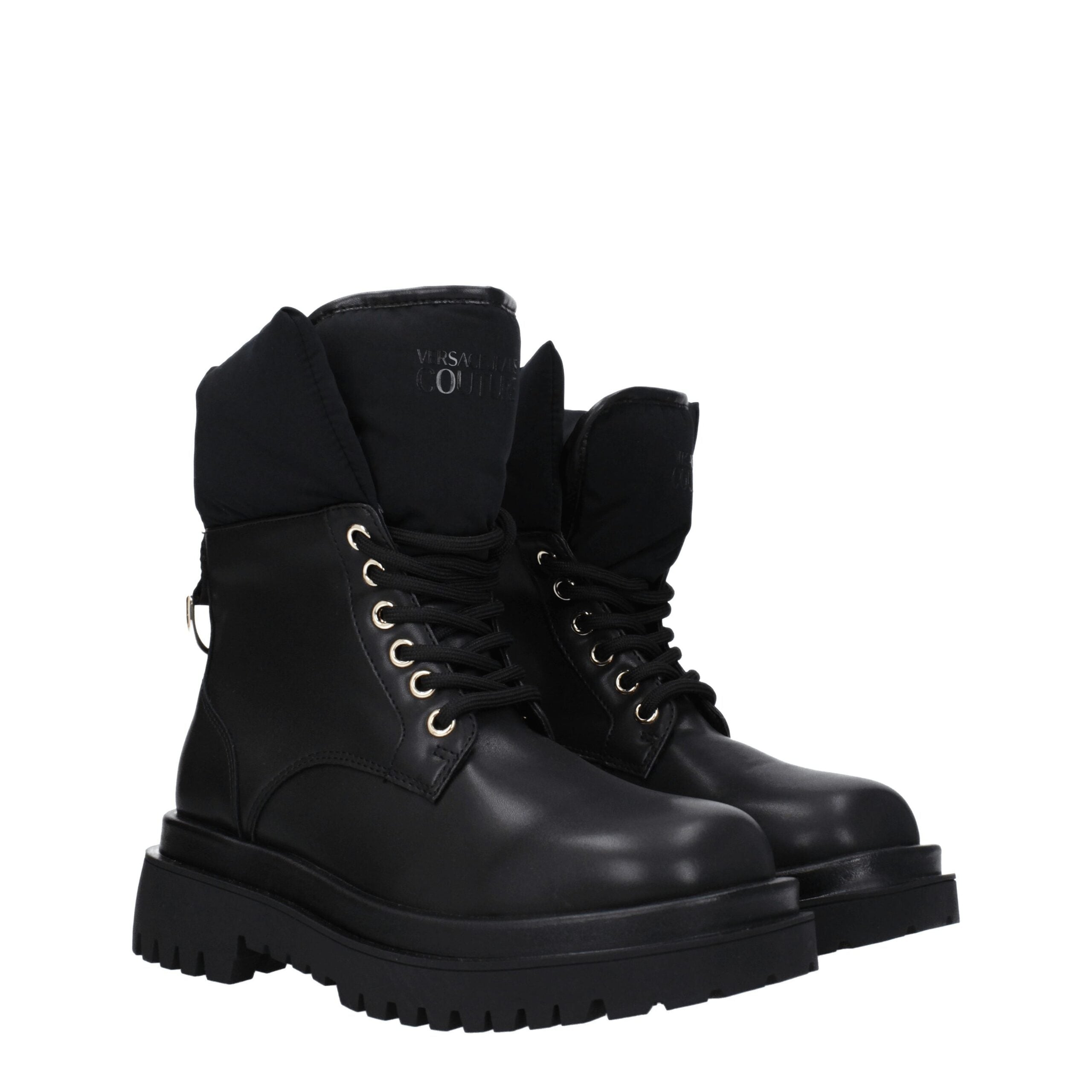 Black Polyethylene Ankle BootsDescription: The product with MPN 75VA3S62ZS870899 and code F79235 polyurethane in black is a ankle boots designed by Versace Jeans. It has features like front logo. Additional Info: Style: Casual Closing type: Lace up Closur