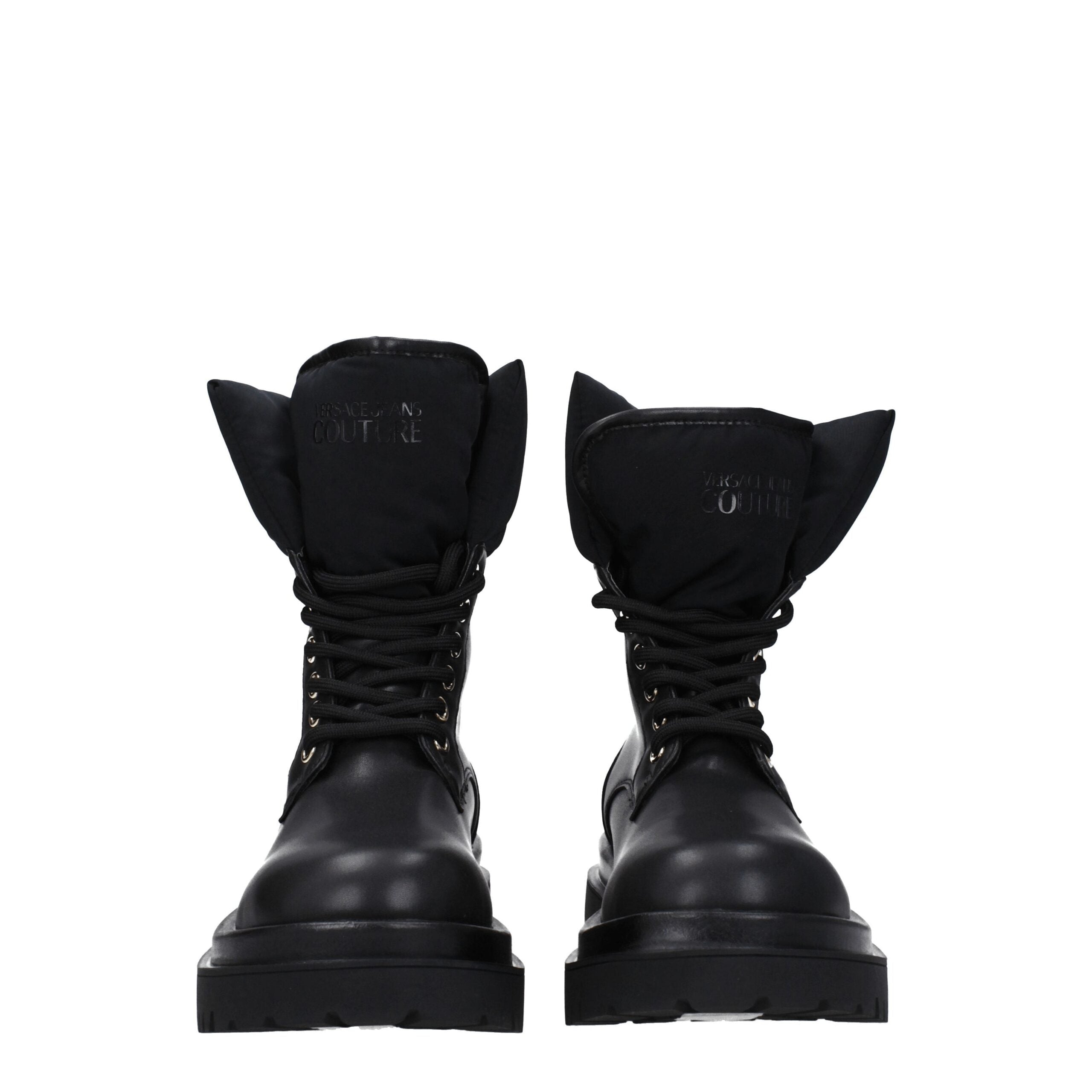 Black Polyethylene Ankle BootsDescription: The product with MPN 75VA3S62ZS870899 and code F79235 polyurethane in black is a ankle boots designed by Versace Jeans. It has features like front logo. Additional Info: Style: Casual Closing type: Lace up Closur