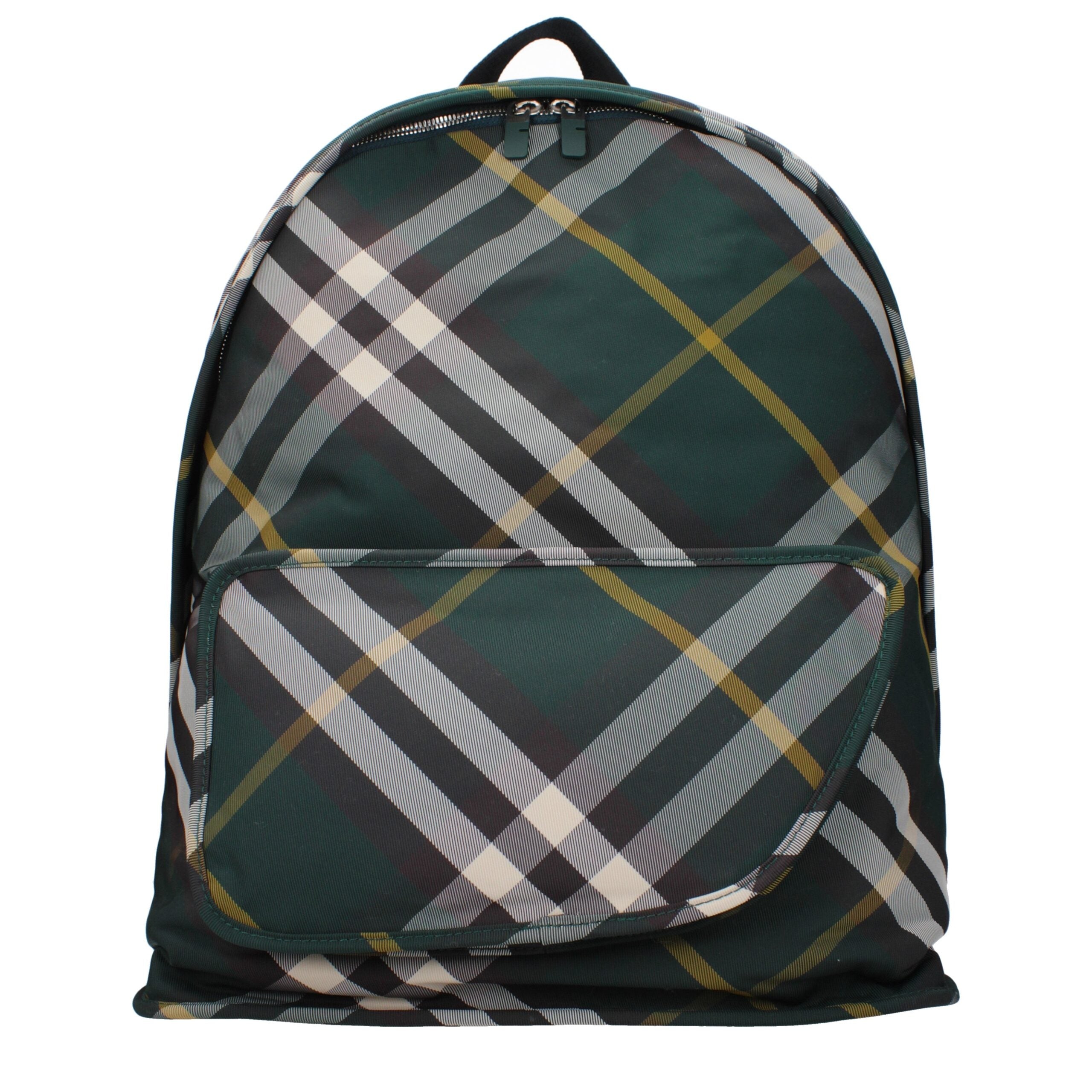 Green Fabric BackpackDescription: The product with MPN 8080679 and code F80533 fabric in green is a backpacks and bumbags designed by Burberry. It has features like back adjustable straps, print which can vary. Additional Info: Color details: Silver Bag s