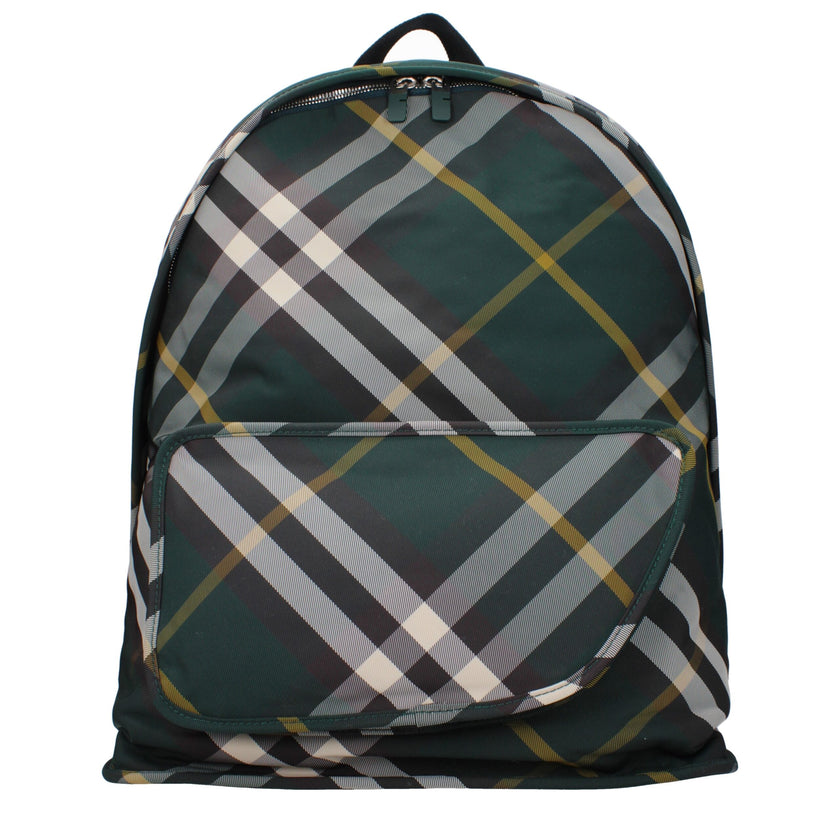 Green Fabric BackpackDescription: The product with MPN 8080679 and code F80533 fabric in green is a backpacks and bumbags designed by Burberry. It has features like back adjustable straps, print which can vary. Additional Info: Color details: Silver Bag s