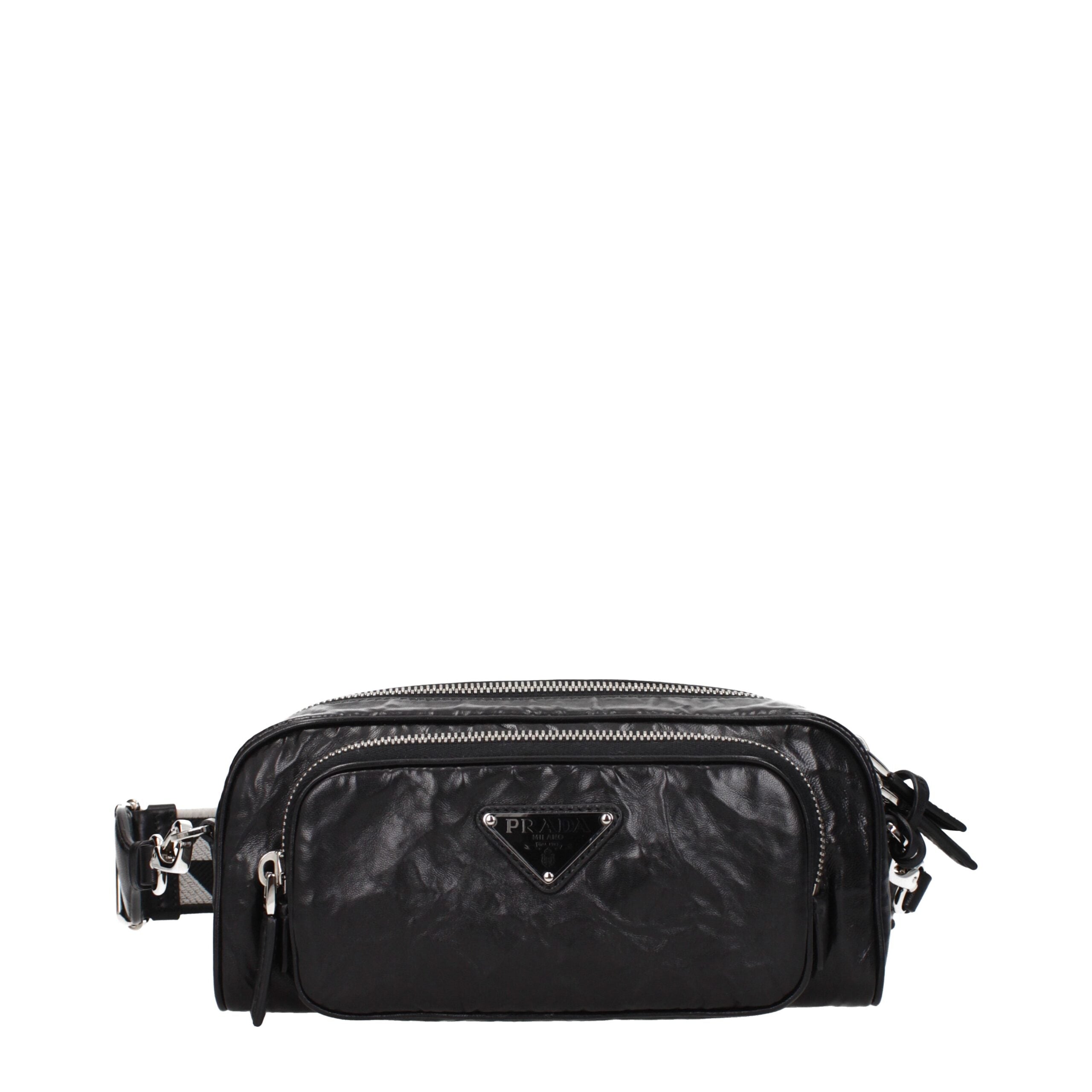 Black Leather Crossbody BagDescription: The product with MPN 1BH198UVL4OOF0002 and code F80568 leather in black is a crossbody bags designed by Prada. It has features like front logo, adjustable shoulder, removable shoulder, removable details. Additional