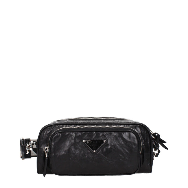 Black Leather Crossbody BagDescription: The product with MPN 1BH198UVL4OOF0002 and code F80568 leather in black is a crossbody bags designed by Prada. It has features like front logo, adjustable shoulder, removable shoulder, removable details. Additional