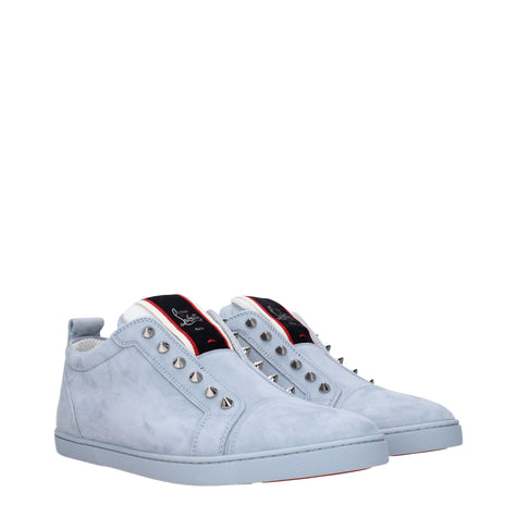 Blue Leather Slip-On LoafersDescription: The product with MPN 3200466I588 and code F80518 suede in blue is a slip on designed by Louboutin. It has features like front logo, studs. Additional Info: Color details: Silver Shoe sole: Rubber Shoe tip: Round to