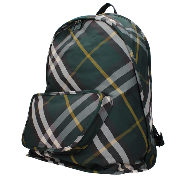 Green Fabric BackpackDescription: The product with MPN 8080679 and code F80533 fabric in green is a backpacks and bumbags designed by Burberry. It has features like back adjustable straps, print which can vary. Additional Info: Color details: Silver Bag s