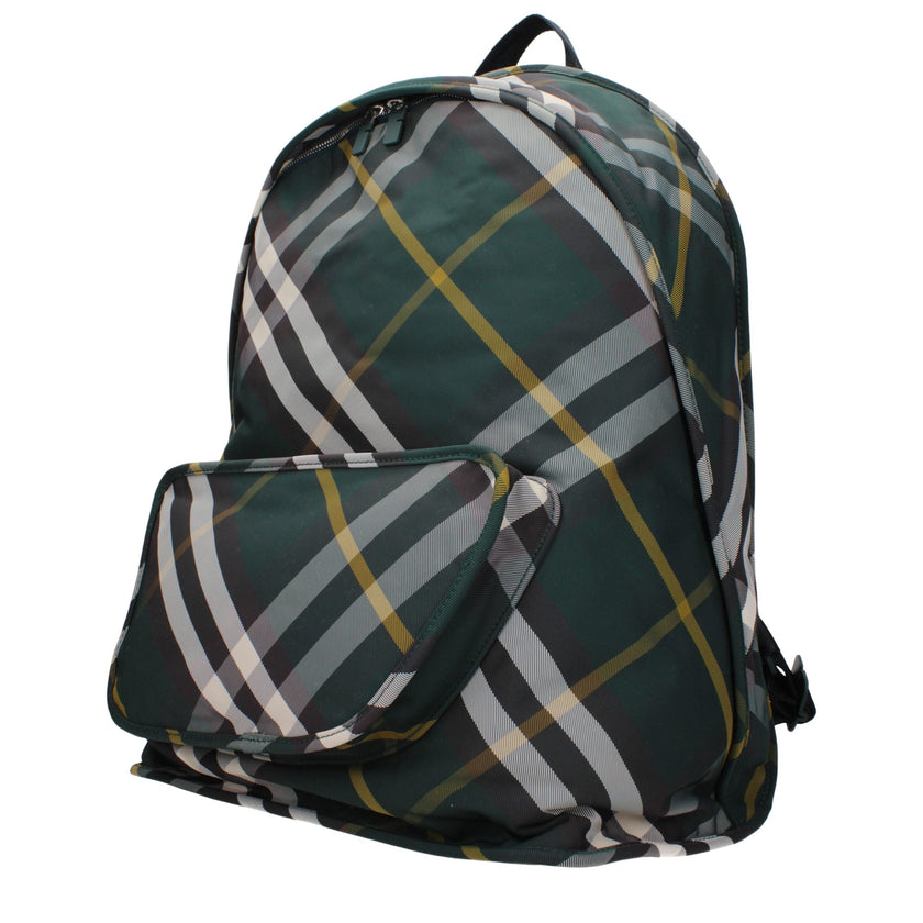 Green Fabric BackpackDescription: The product with MPN 8080679 and code F80533 fabric in green is a backpacks and bumbags designed by Burberry. It has features like back adjustable straps, print which can vary. Additional Info: Color details: Silver Bag s