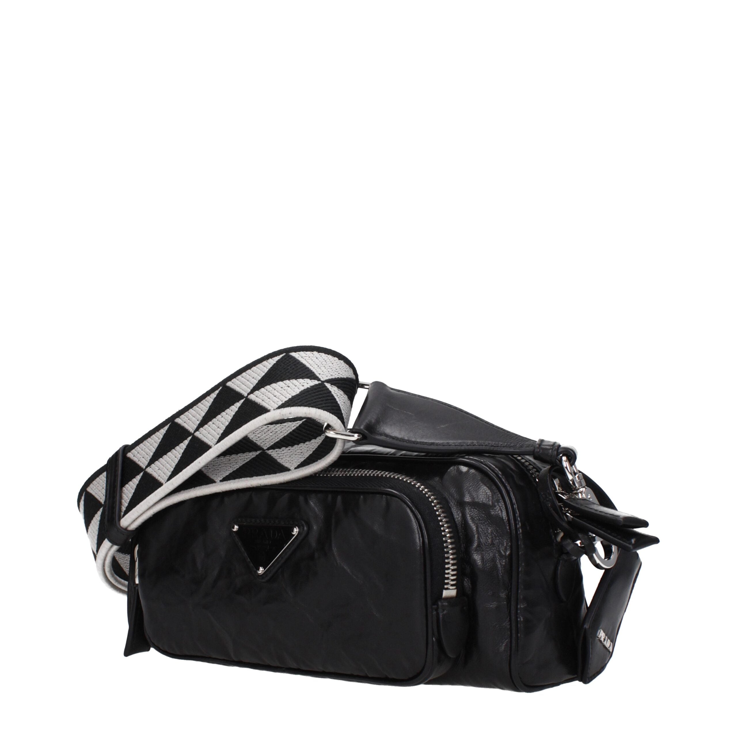 Black Leather Crossbody BagDescription: The product with MPN 1BH198UVL4OOF0002 and code F80568 leather in black is a crossbody bags designed by Prada. It has features like front logo, adjustable shoulder, removable shoulder, removable details. Additional