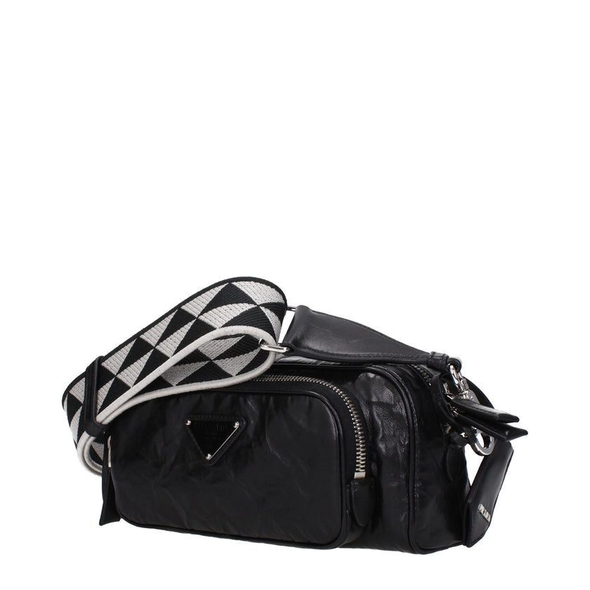 Black Leather Crossbody BagDescription: The product with MPN 1BH198UVL4OOF0002 and code F80568 leather in black is a crossbody bags designed by Prada. It has features like front logo, adjustable shoulder, removable shoulder, removable details. Additional