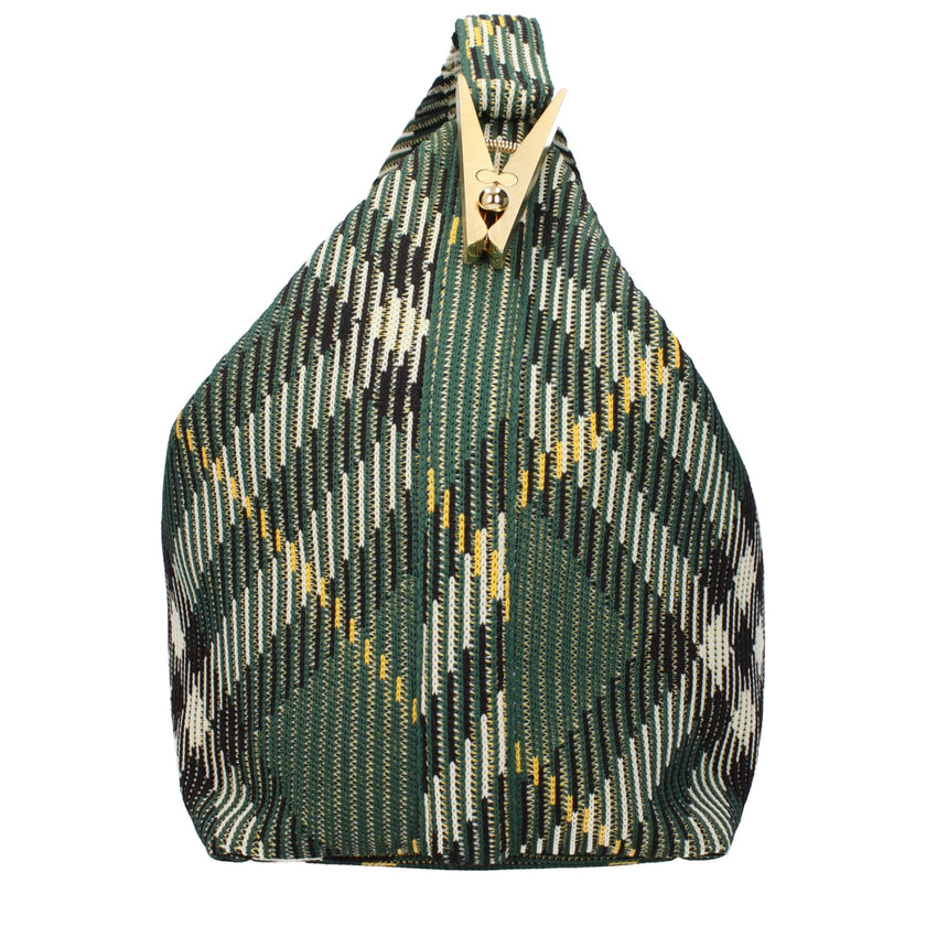 Green Fabric HandbagDescription: The product with MPN 808204MEDIA7 and code F80583 fabric in green is a handbags designed by Burberry. Additional Info: Color details: Gold Bag size: Medium Handle length: 13 cm Depth: 17 cm Closing type: Zip Closure Materi