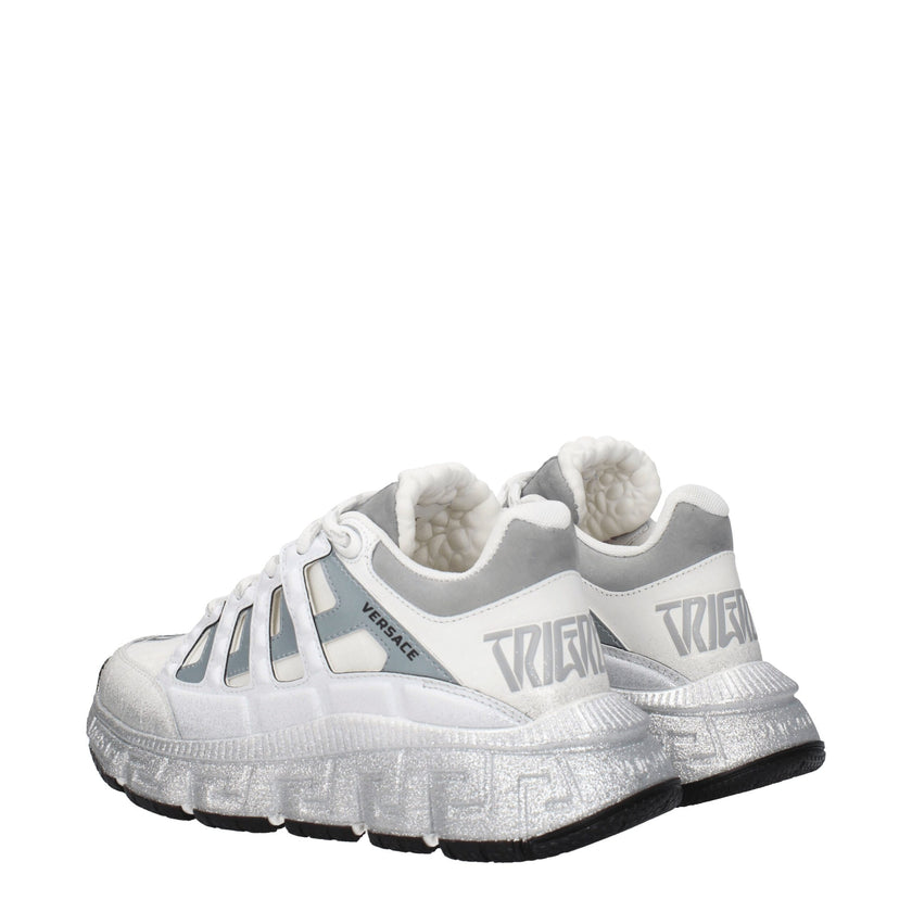 White Fabric Athletic SneakersDescription: The product with MPN 10041821A081592W270 and code F78135 fabric in white is a sneakers designed by Versace. It has features like front logo, side logo, back logo. Additional Info: Style: Casual Closing type: Lace