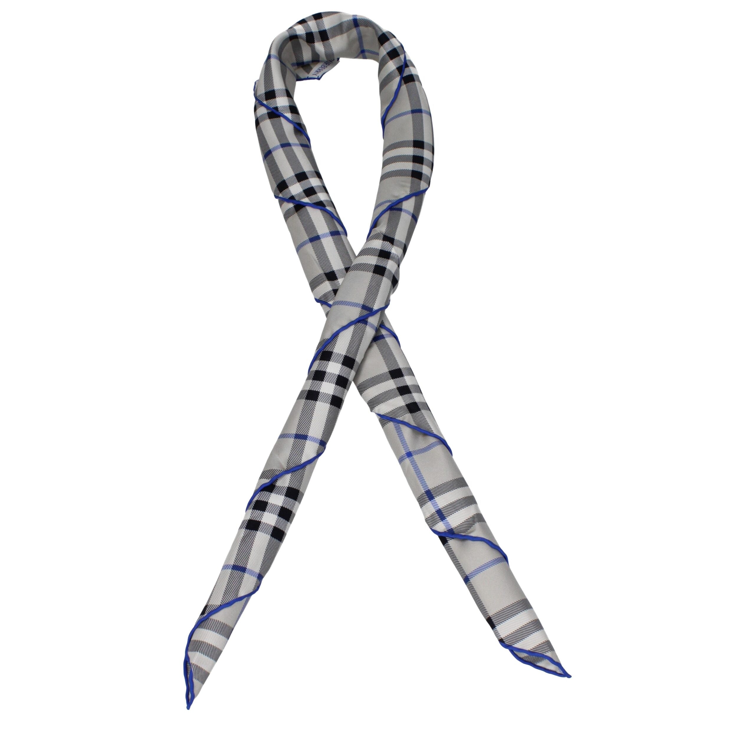 Gray Silk Foulard with Check Print by Burberry