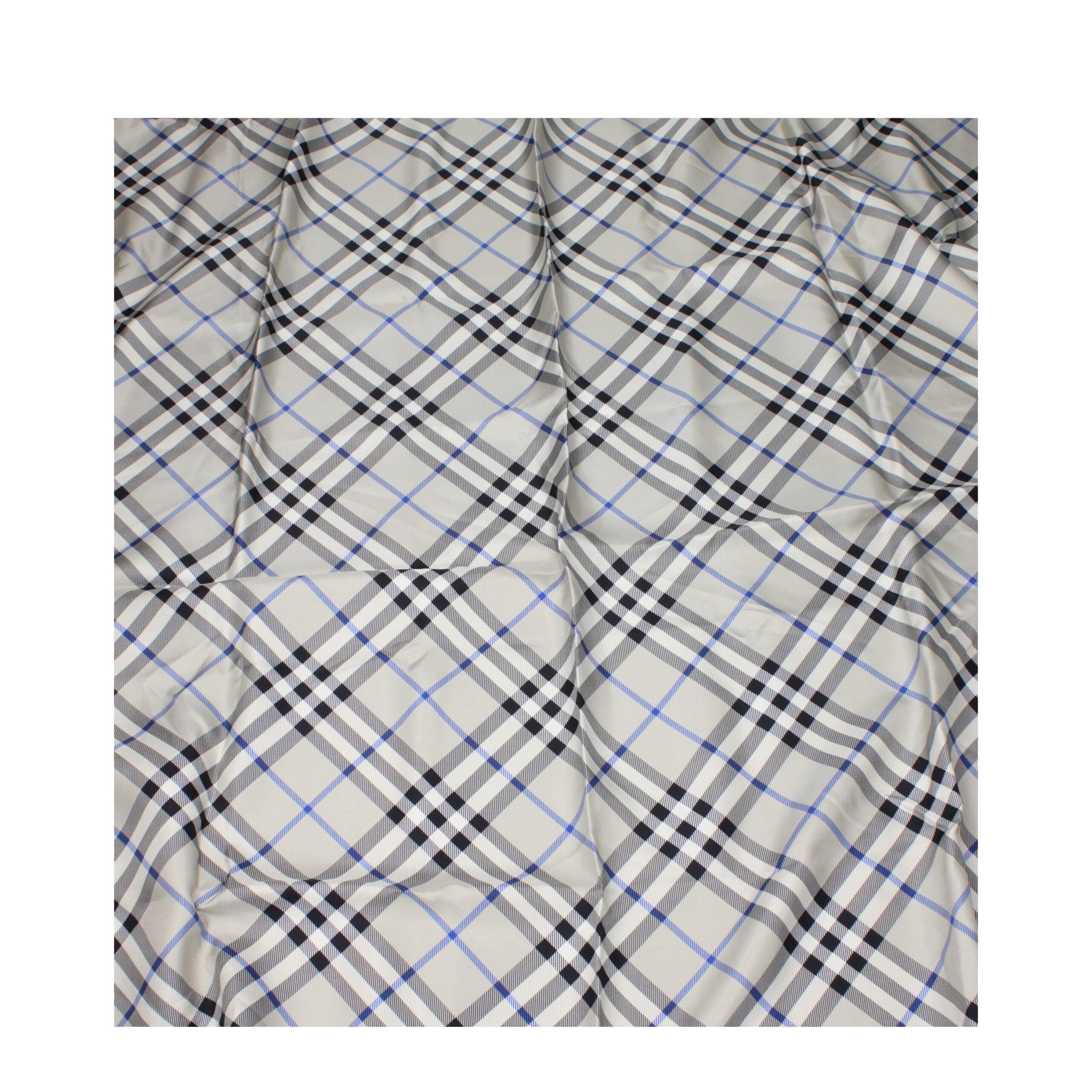 Gray Silk Foulard with Check Print by Burberry
